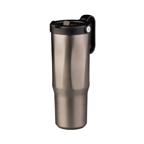 EXPLORER Powder Coating - Versatile 900ml Recycled Stainless Steel Mug with Straw - Image 3
