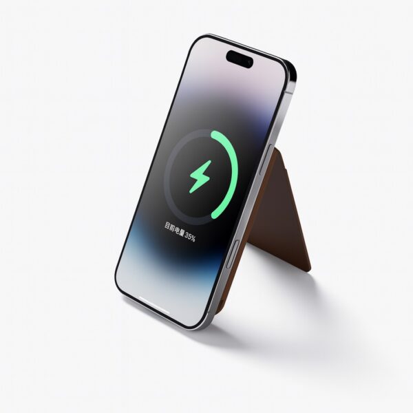 MAGPOWER PRO – Sleek 5000mAh Wallet-Style Power Bank with 15W Wireless Charging, Built-In Cable & Phone Stand - Image 5