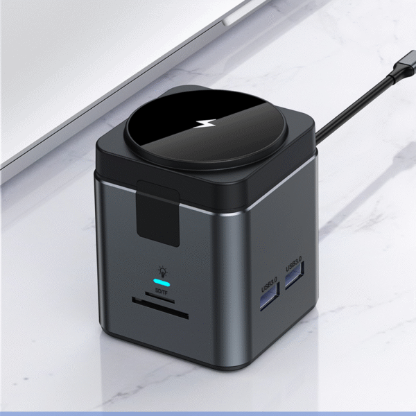 8n1 HUB – Gunmetal Multi-Port Charging Hub with Integrated MagSafe Wireless Charging & 100W Type-C Power - Image 3