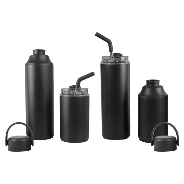 FLASKEE SET – Premium Powder-Coated Double-Wall Stainless Steel Cups (600ml & 300ml) with Interchangeable Lids & Adjustable Straw - Image 6